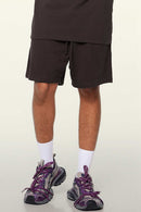 Heavyweight Cotton-Blend Relaxed Sweat Shorts in Plum Purple - product detail close-up