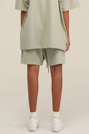 Heavyweight Cotton-Blend Relaxed Sweat Shorts in Sand - product detail close-up