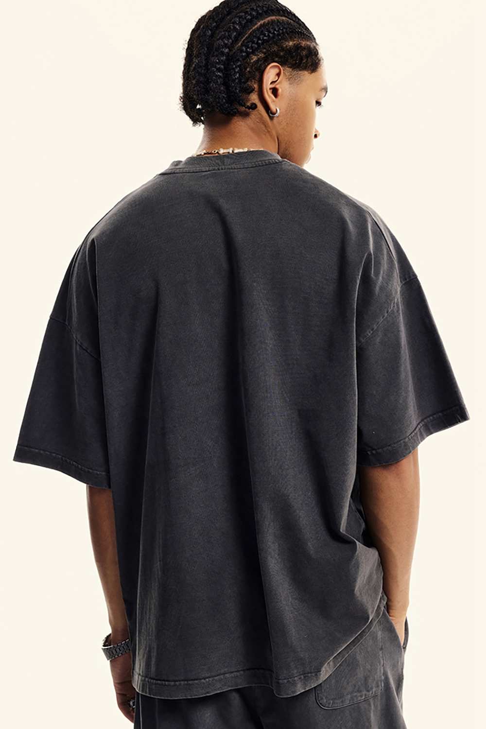 Washed Heavyweight Relaxed Cotton T-Shirt in Fried Snowflakes - product detail close-up