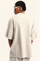 Washed Heavyweight Relaxed Cotton T-Shirt in Slate Rice - back product view