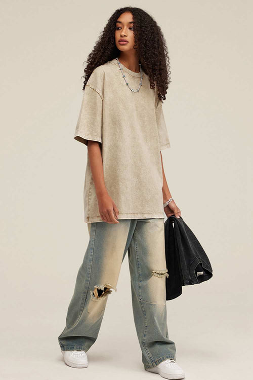 Heavyweight Wax-Dyed Vintage Tee - Khaki
