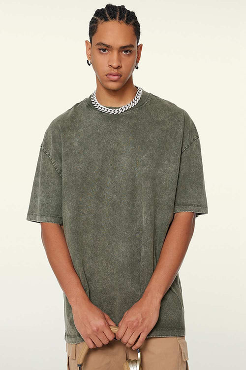 Heavyweight Wax-Dyed Vintage Tee - Olive
