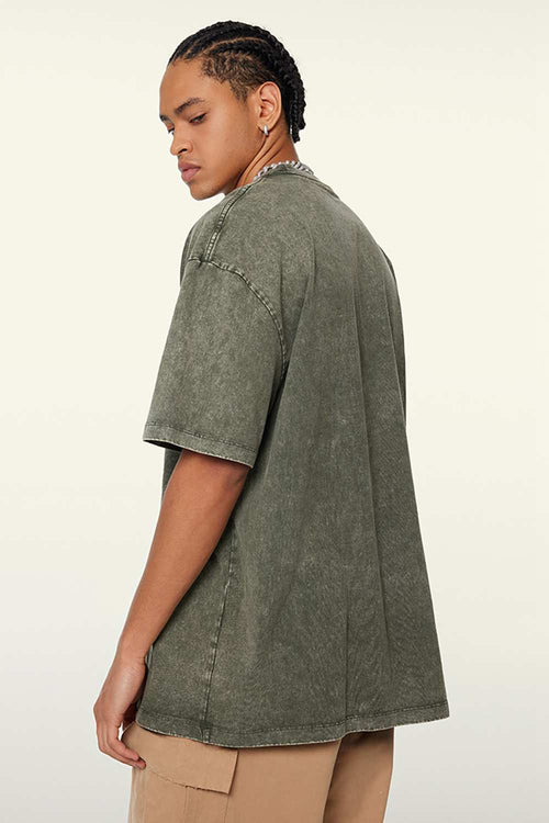 Heavyweight Wax-Dyed Vintage Tee - Olive