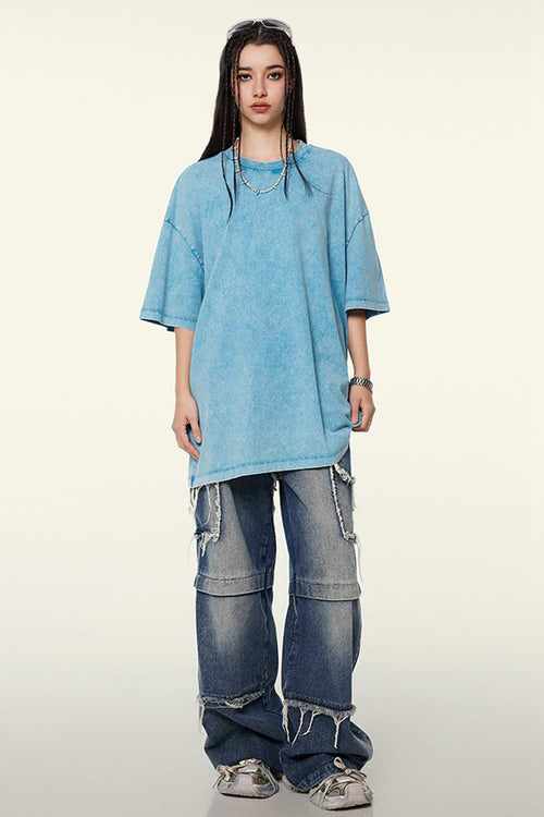 Heavyweight Wax-Dyed Vintage Tee - Sky Blue