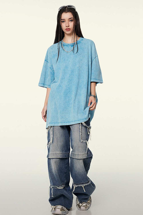 Heavyweight Wax-Dyed Vintage Tee - Sky Blue