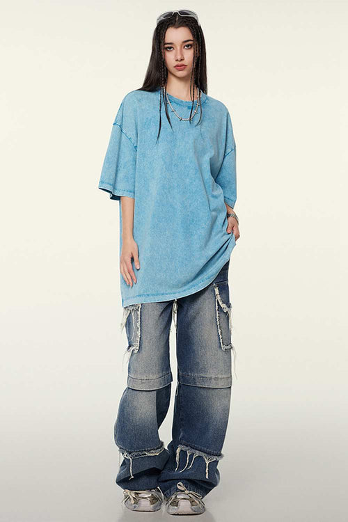 Heavyweight Wax-Dyed Vintage Tee - Sky Blue