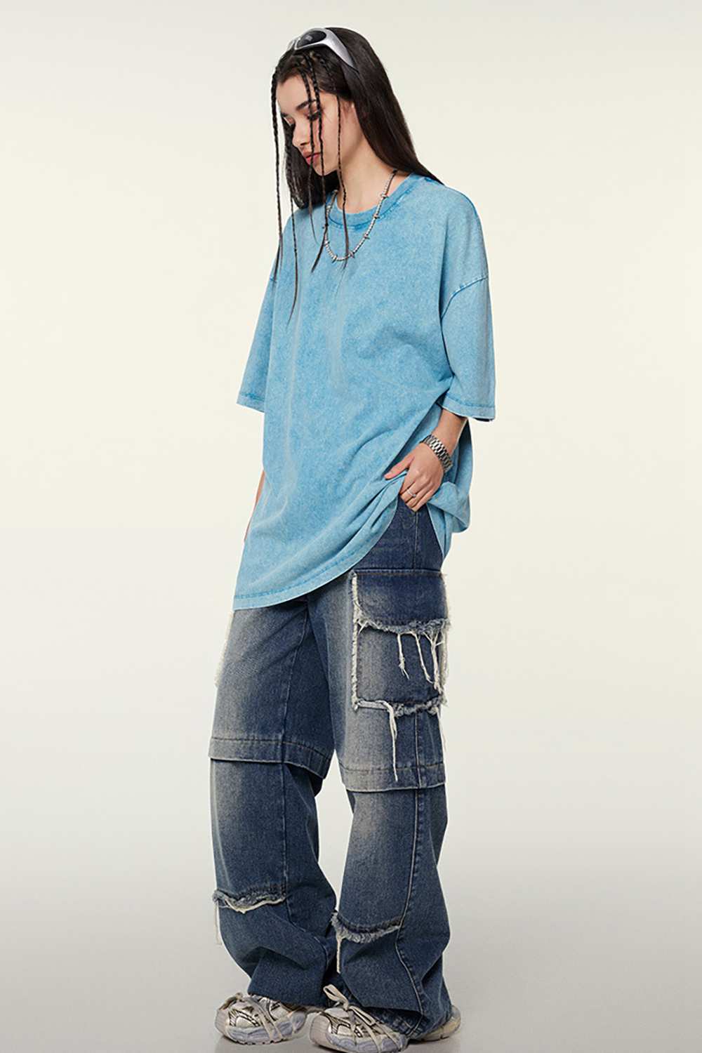 Heavyweight Wax-Dyed Vintage Tee - Sky Blue