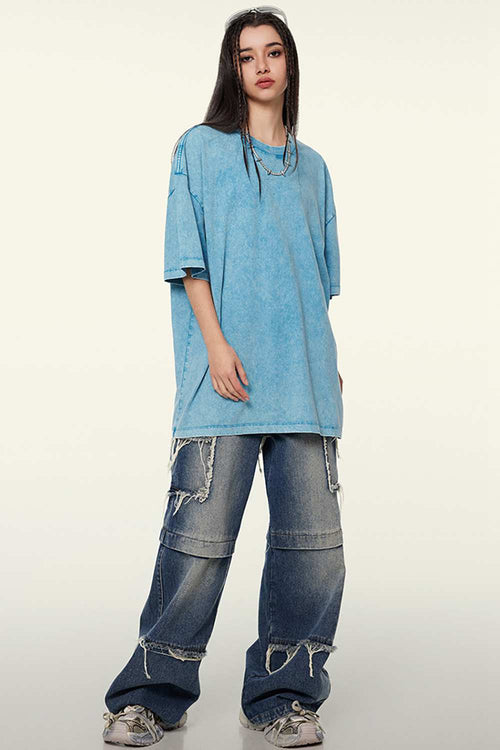 Heavyweight Wax-Dyed Vintage Tee - Sky Blue