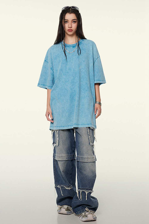 Heavyweight Wax-Dyed Vintage Tee - Sky Blue