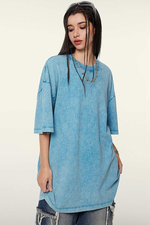 Heavyweight Wax-Dyed Vintage Tee - Sky Blue