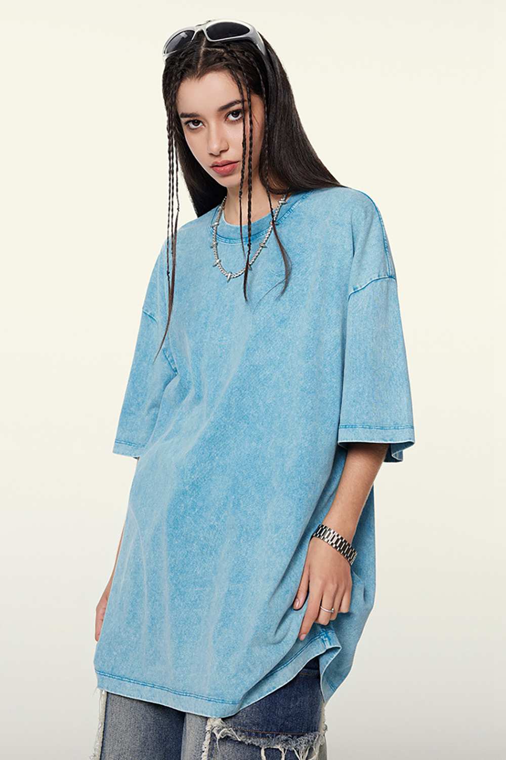 Heavyweight Wax-Dyed Vintage Tee - Sky Blue