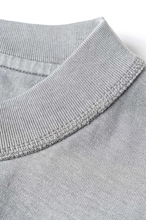Washed Cotton Split-Hem Longline Tank Top in Medium Gray - fabric texture close-up