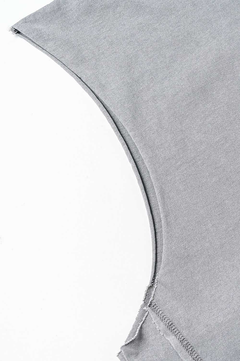 Washed Cotton Split-Hem Longline Tank Top in Medium Gray - fabric texture close-up
