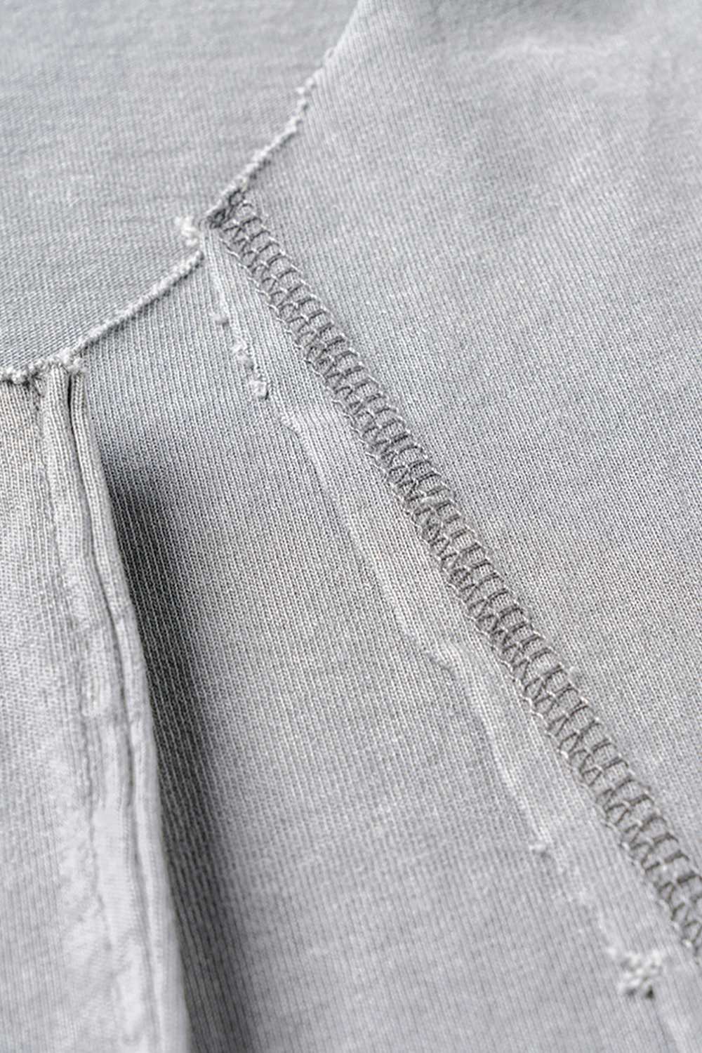 Washed Cotton Split-Hem Longline Tank Top in Medium Gray - fabric texture close-up