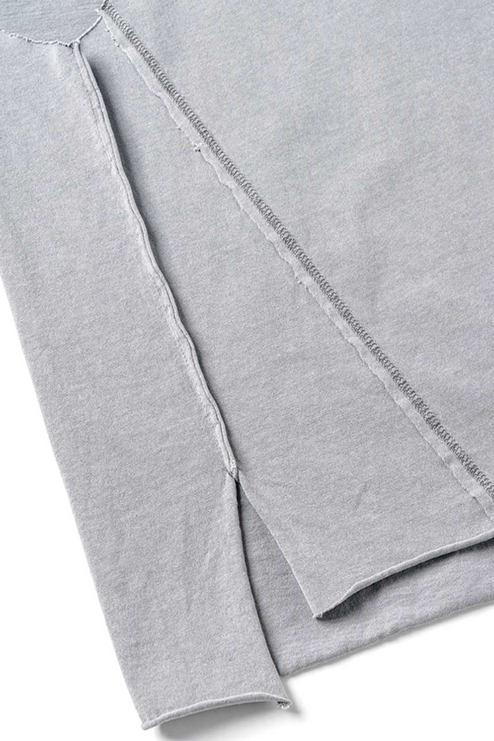 Washed Cotton Split-Hem Longline Tank Top in Medium Gray - fabric texture close-up