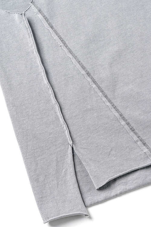 Washed Cotton Split-Hem Longline Tank Top in Medium Gray - fabric texture close-up