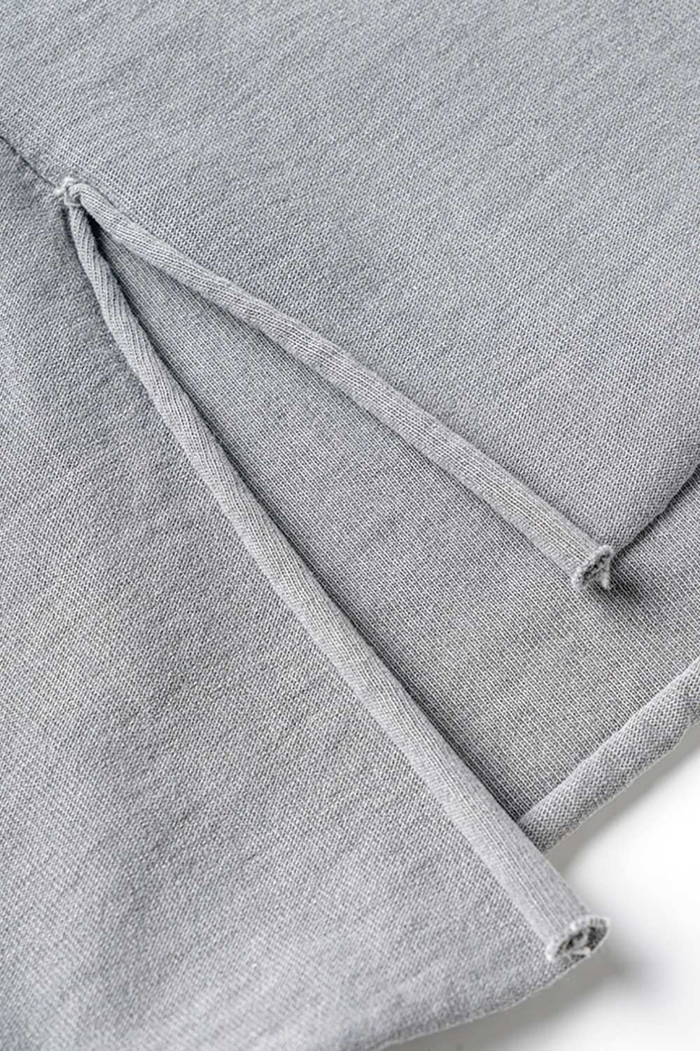 Washed Cotton Split-Hem Longline Tank Top in Medium Gray - fabric texture close-up