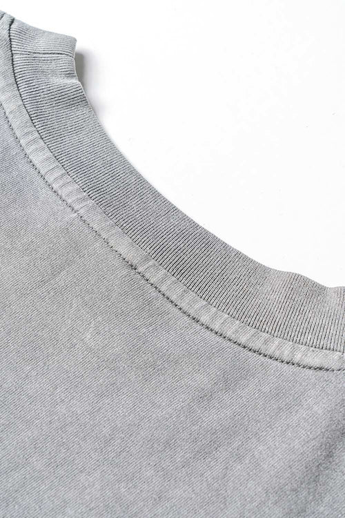 Washed Cotton Split-Hem Longline Tank Top in Medium Gray - fabric texture close-up
