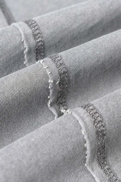 Washed Cotton Split-Hem Longline Tank Top in Medium Gray - fabric texture close-up