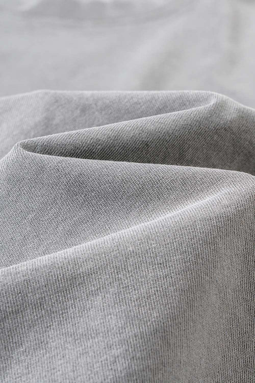 Washed Cotton Split-Hem Longline Tank Top in Medium Gray - fabric texture close-up