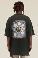 Reversible Washed Distressed Graphic Tee - Rust Black