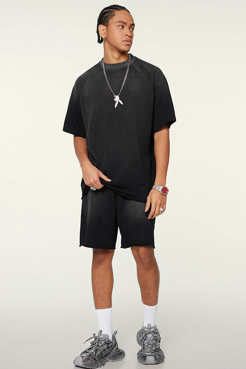 Heavyweight Distressed Washed Tee - Black