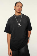 Heavyweight Distressed Washed Tee - Black