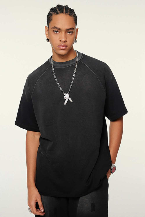 Heavyweight Distressed Washed Tee - Black