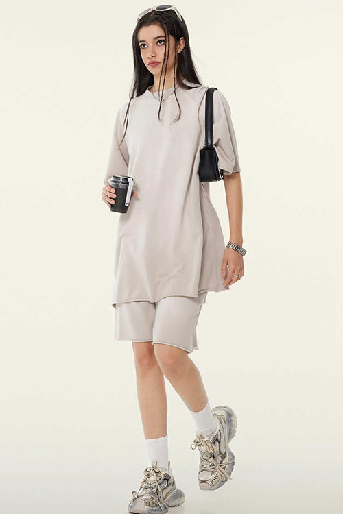 Heavyweight Distressed Washed Tee - Smoke Cloud Gray