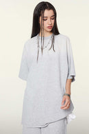 Heavyweight Distressed Washed Tee - Flower Gray