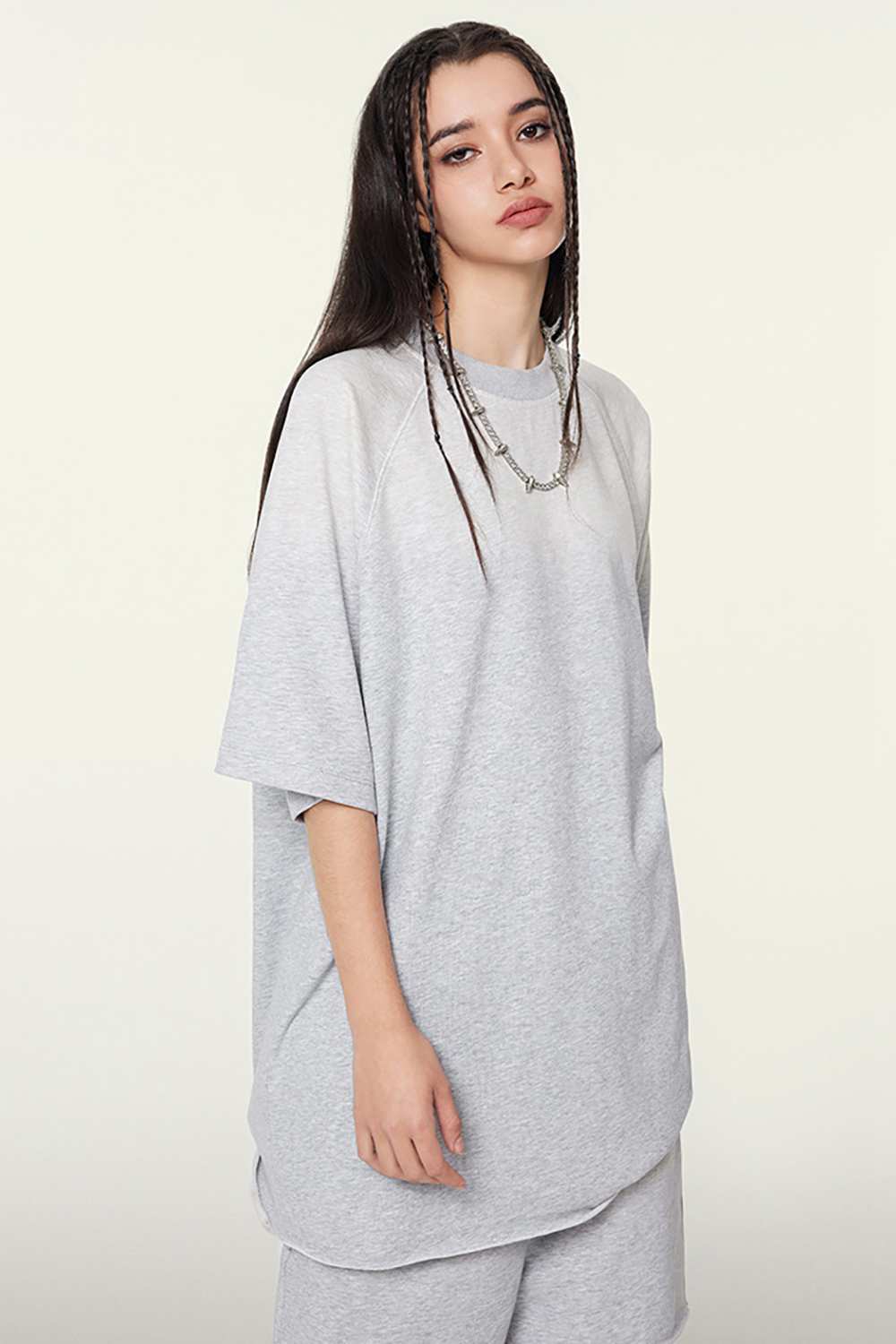 Heavyweight Distressed Washed Tee - Flower Gray