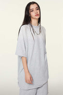 Heavyweight Distressed Washed Tee - Flower Gray