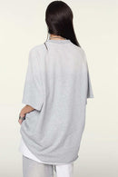 Heavyweight Distressed Washed Tee - Flower Gray