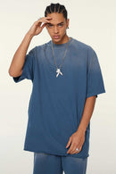 Heavyweight Distressed Washed Tee - Washed Blue