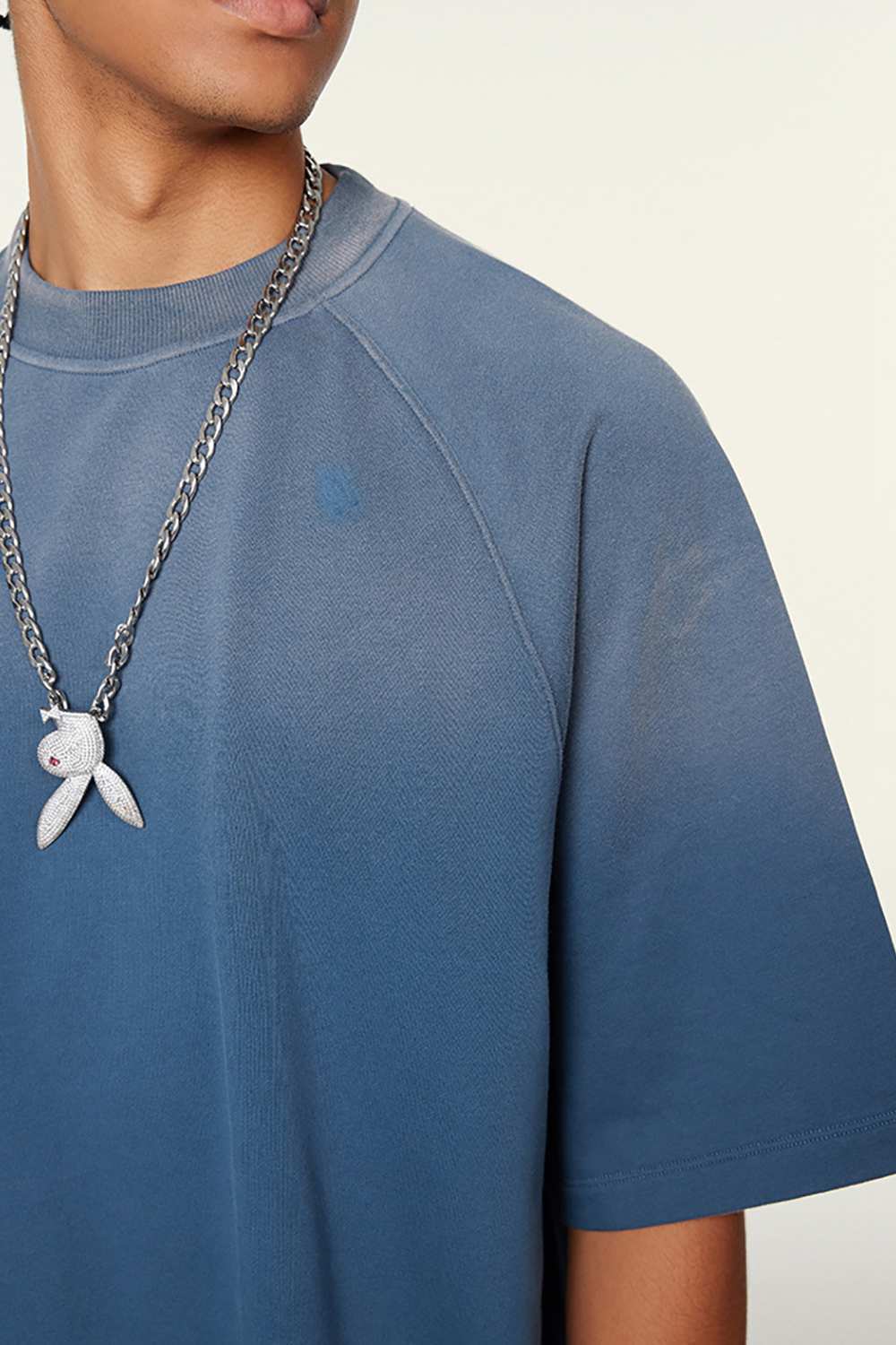 Heavyweight Distressed Washed Tee - Washed Blue
