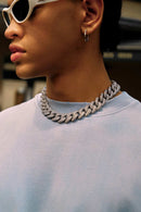 Breathable Gradient-Washed Relaxed Cotton T-Shirt in Blue - collar detail