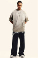 Breathable Gradient-Washed Relaxed Cotton T-Shirt in Sand - full-length front modeled view