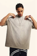 Breathable Gradient-Washed Relaxed Cotton T-Shirt in Sand - product detail close-up