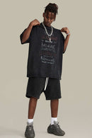Loose Fit Vintage Washed Graphic Tee - Black