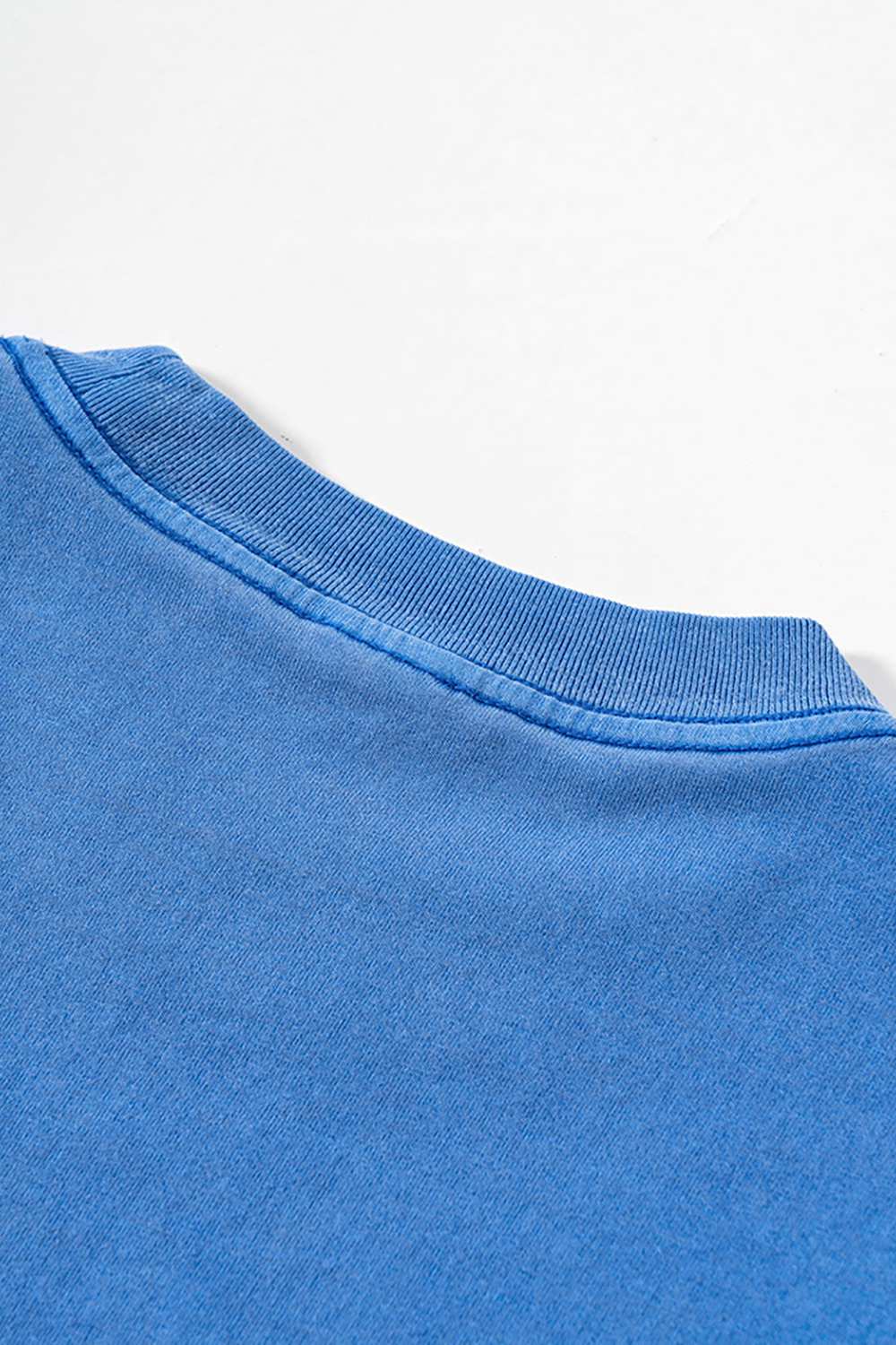 Loose Fit Vintage Washed Graphic Tee - Denim Blue