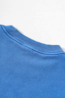 Loose Fit Vintage Washed Graphic Tee - Denim Blue