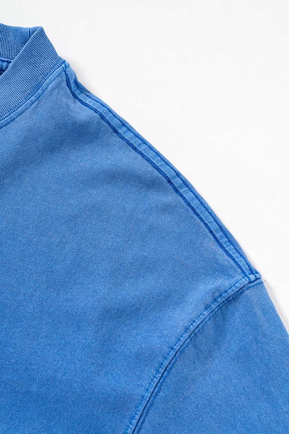 Loose Fit Vintage Washed Graphic Tee - Denim Blue