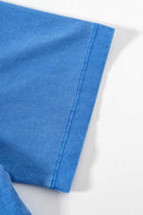 Loose Fit Vintage Washed Graphic Tee - Denim Blue