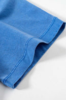 Loose Fit Vintage Washed Graphic Tee - Denim Blue