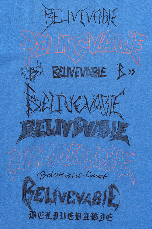 Loose Fit Vintage Washed Graphic Tee - Denim Blue