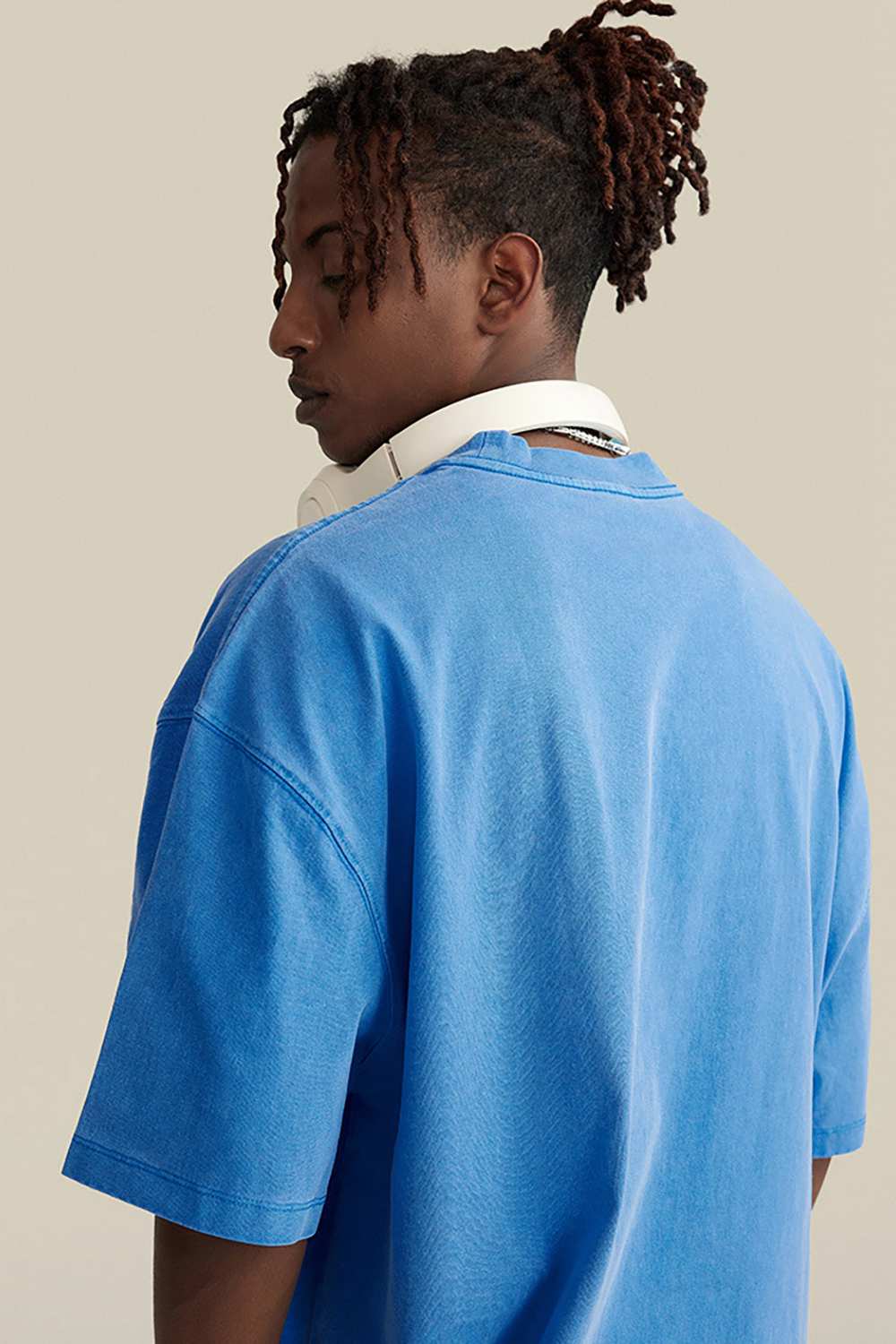 Loose Fit Vintage Washed Graphic Tee - Denim Blue