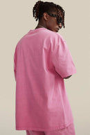 Loose Fit Vintage Washed Graphic Tee - Rose Pink