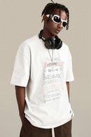 Loose Fit Vintage Washed Graphic Tee - White