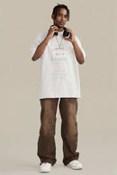 Loose Fit Vintage Washed Graphic Tee - White