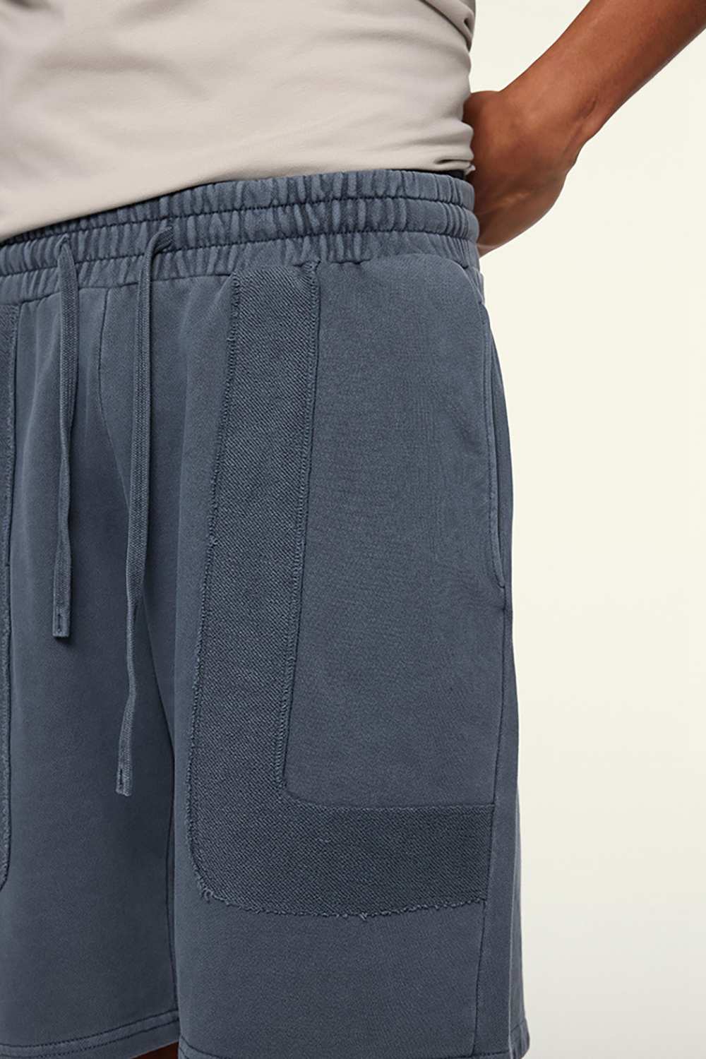 Vintage-Inspired Patchwork Shorts - Relaxed Fit, Heavy-Wash, High Street Style